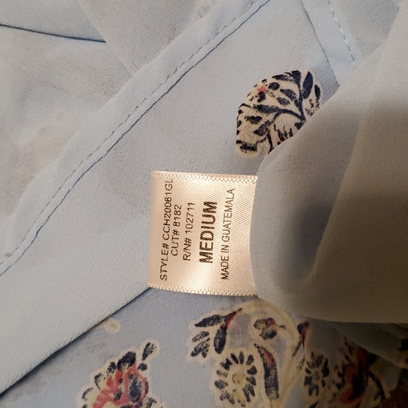 Baby blue chiffon blouse with floral design - Picture 6 of 8